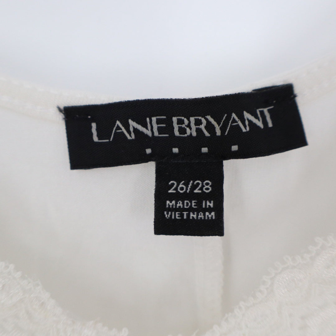 Lane Bryant Womens Cream Lace Trim V-Neck Sleeveless Tank Top Plus Size 26/28
