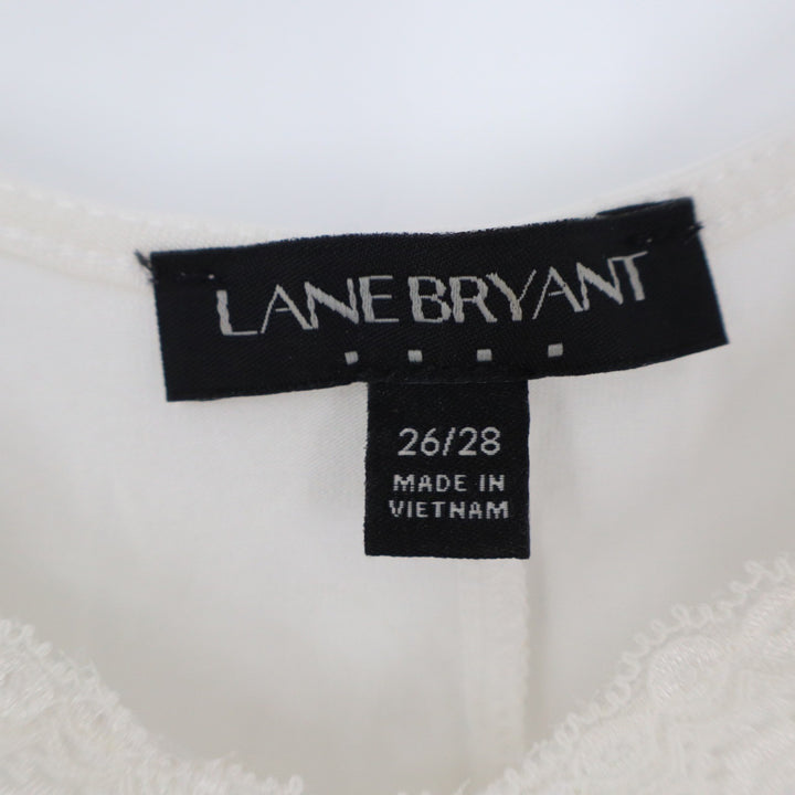 Lane Bryant Womens Cream Lace Trim V-Neck Sleeveless Tank Top Plus Size 26/28