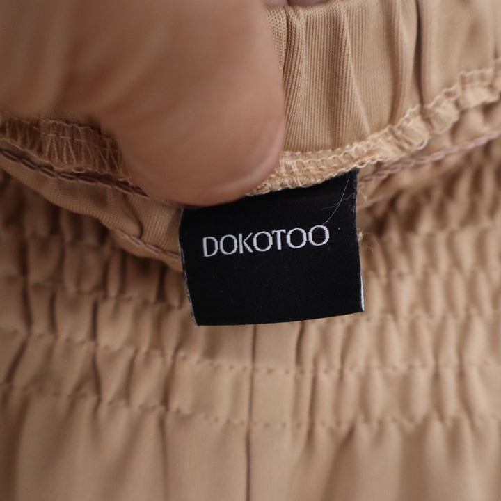 Dokotoo Womens XL Tan Smocked High Waist Jogger Pants Elastic Cuff Khaki