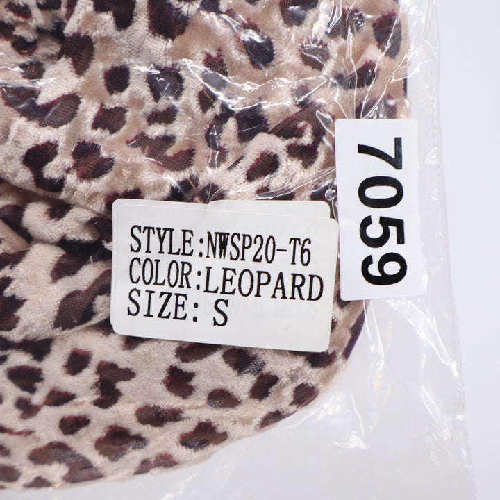 Naked Wardrobe Leopard Print Long Sleeve Crop Top NWSP20-T6 Womens Small