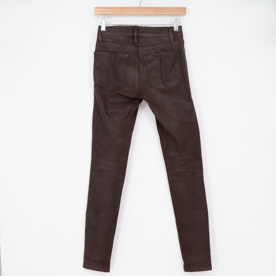 FRAME Jeans Womens 26 Le Skinny de Jeanne Mahogany Brown Coated Waxed Excellent