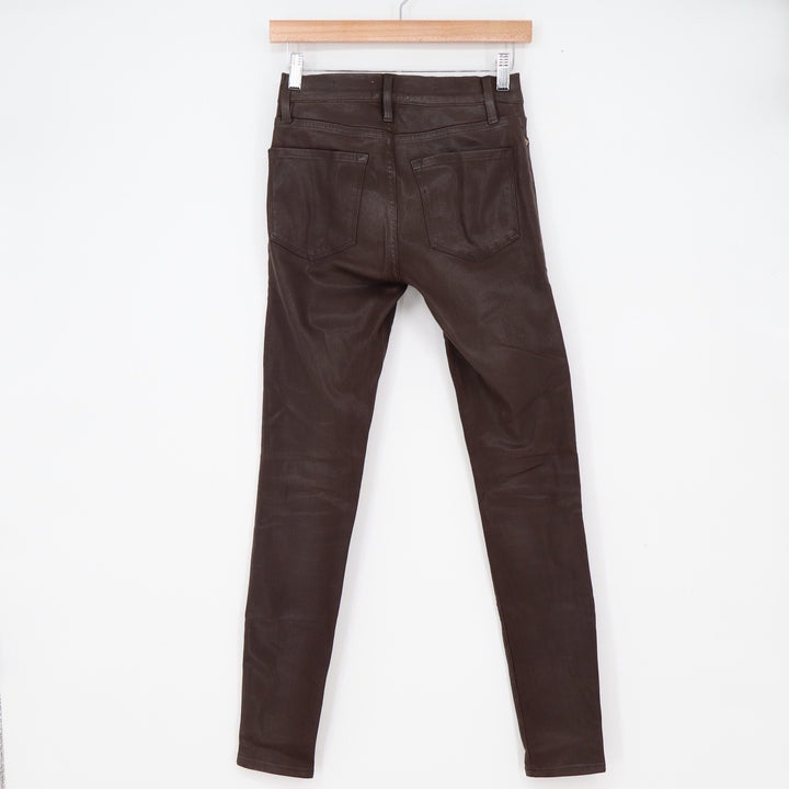 FRAME Jeans Womens 26 Le Skinny de Jeanne Mahogany Brown Coated Waxed Excellent
