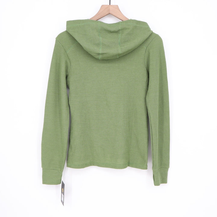 Body Glove Womens Waffle Knit Hoodie Green Long Sleeve Size S