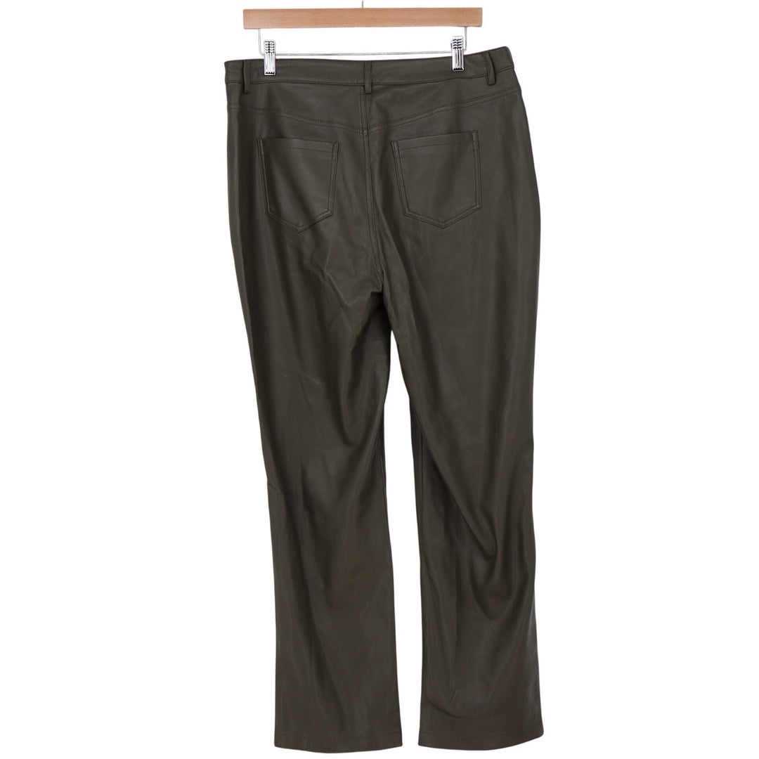 Marc New York Pants Womens 12 Faux Leather Olive Green Straight Leg Excellent