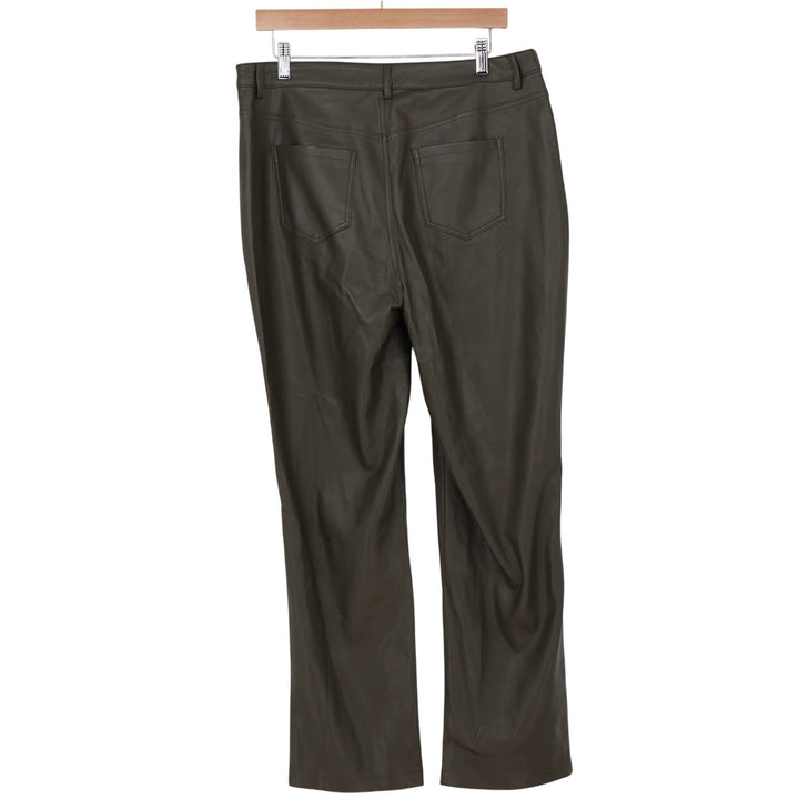 Marc New York Pants Womens 12 Faux Leather Olive Green Straight Leg Excellent