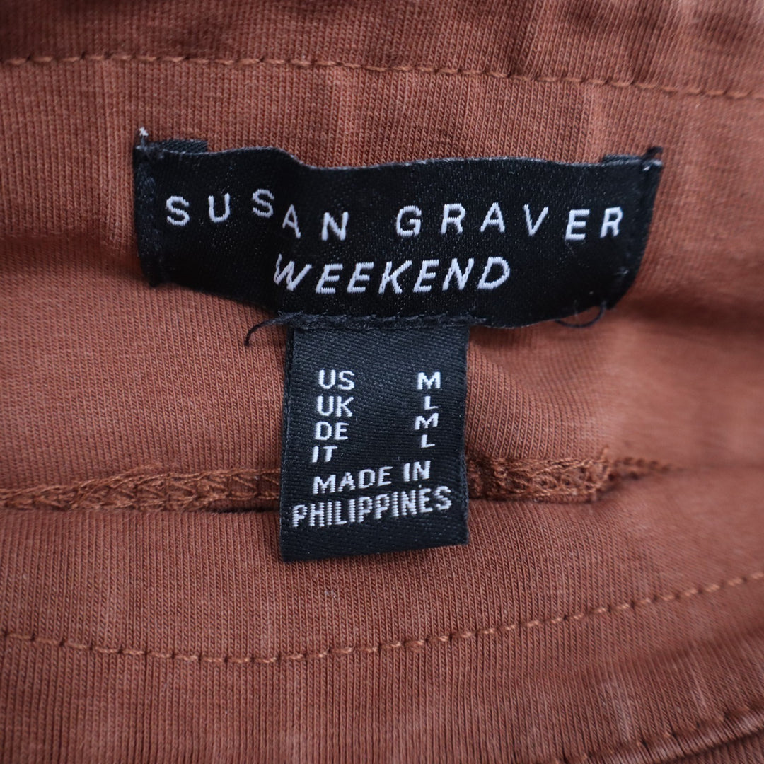 Susan Graver Weekend Cavalry Twill Knit Slim Pants Womens Medium Rust Brown