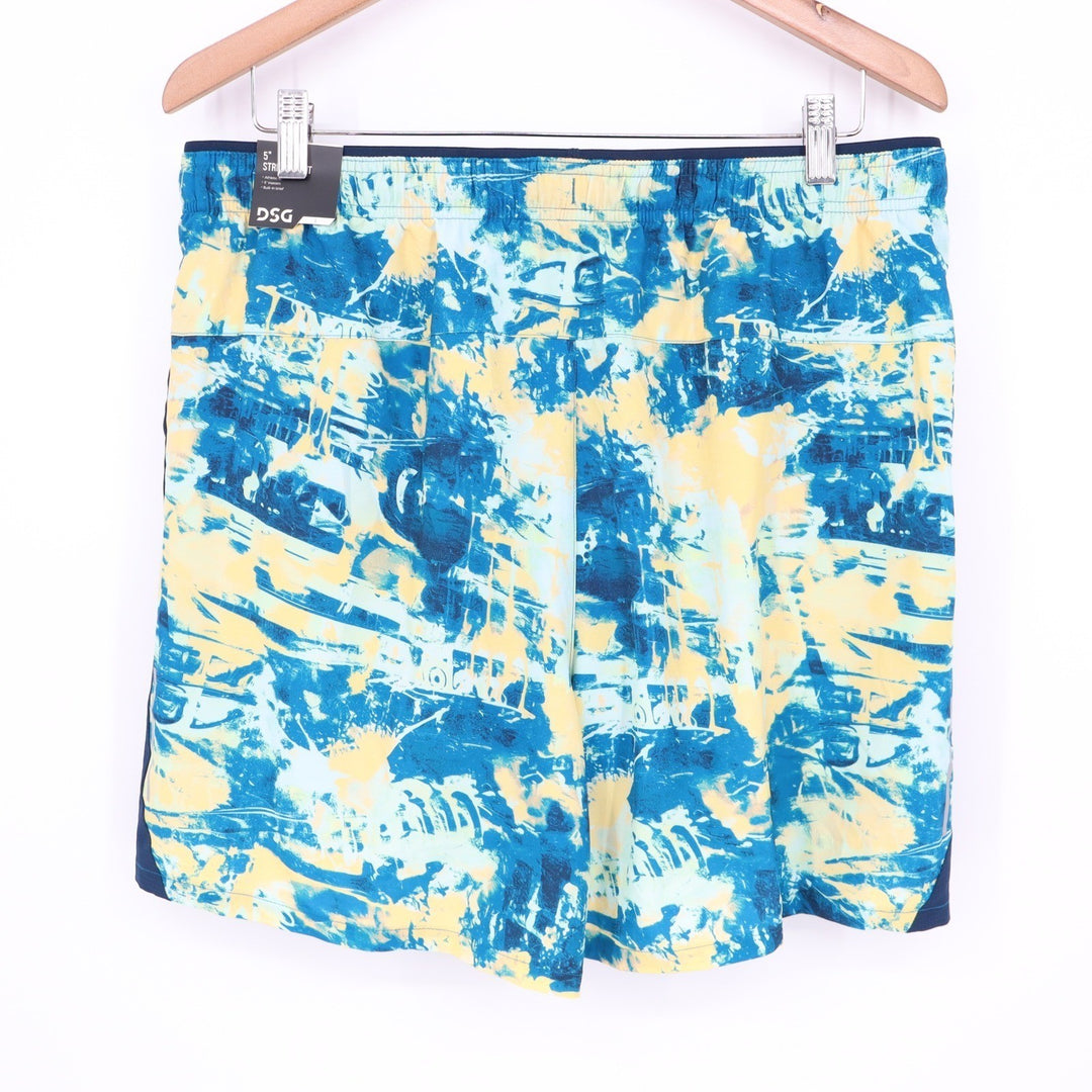 DSG Mens 5" Stride Short Chaos Blue Gleam Abstract Print Running Shorts Large