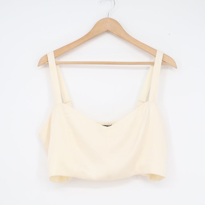 Express x Rachel Zoe Womens Ivory Cropped Camisole Top Sweetheart Neck Large