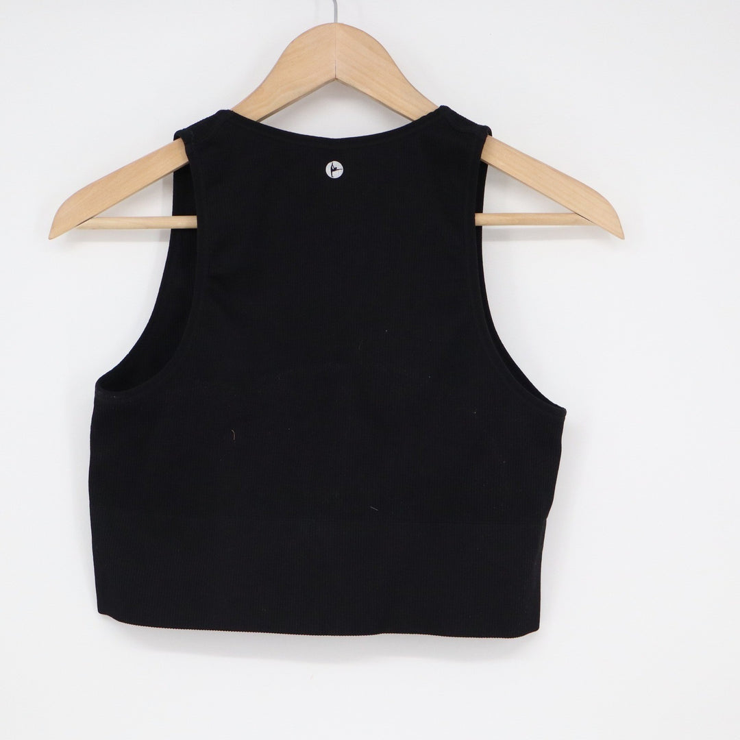 90 Degree by Reflex Rib Seamless Highline Tank Black XL V-Neck Crop Top Active