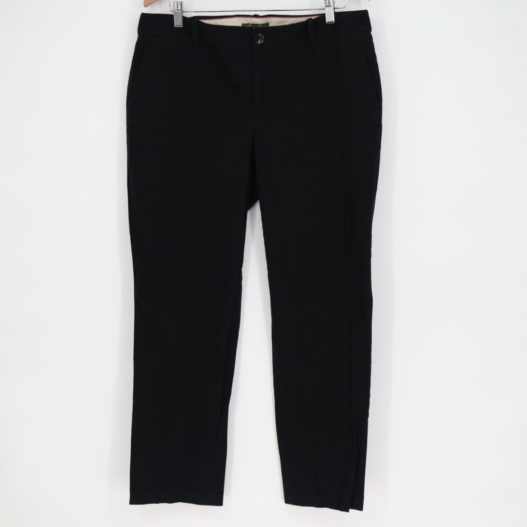 Eddie Bauer Chino Pants Women 14 Black Cotton Stretch Slash Pockets Straight Leg