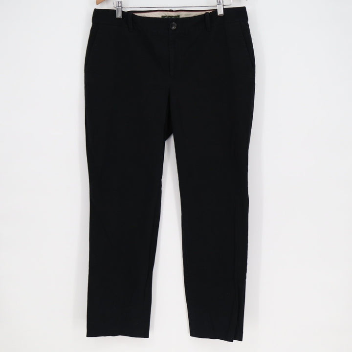 Eddie Bauer Chino Pants Women 14 Black Cotton Stretch Slash Pockets Straight Leg