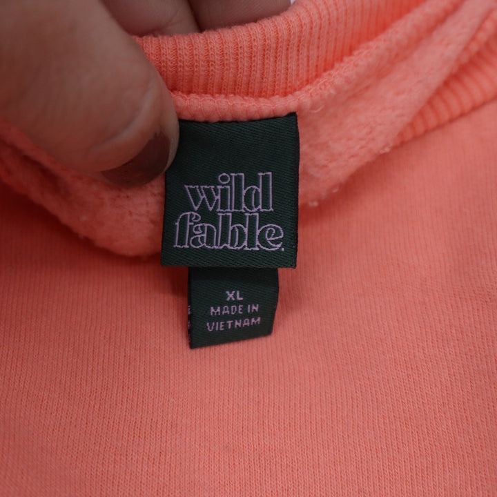 Wild Fable Peach Cropped Crewneck Sweatshirt XL Solid Coral Fleece Pullover
