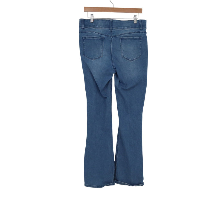 Indigo Poppy Womens Flare Leg Jeans Medium Wash Blue Stretch Size 12