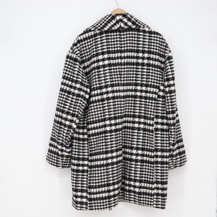 Bagatelle Coat Womens L Overcoat Black White Houndstooth Double Breasted Exc
