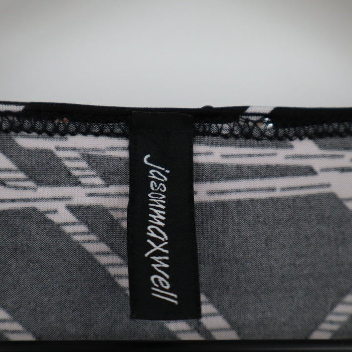 Jason Maxwell Wrap Top Womens Black White Geometric Print Short Sleeve Pullover