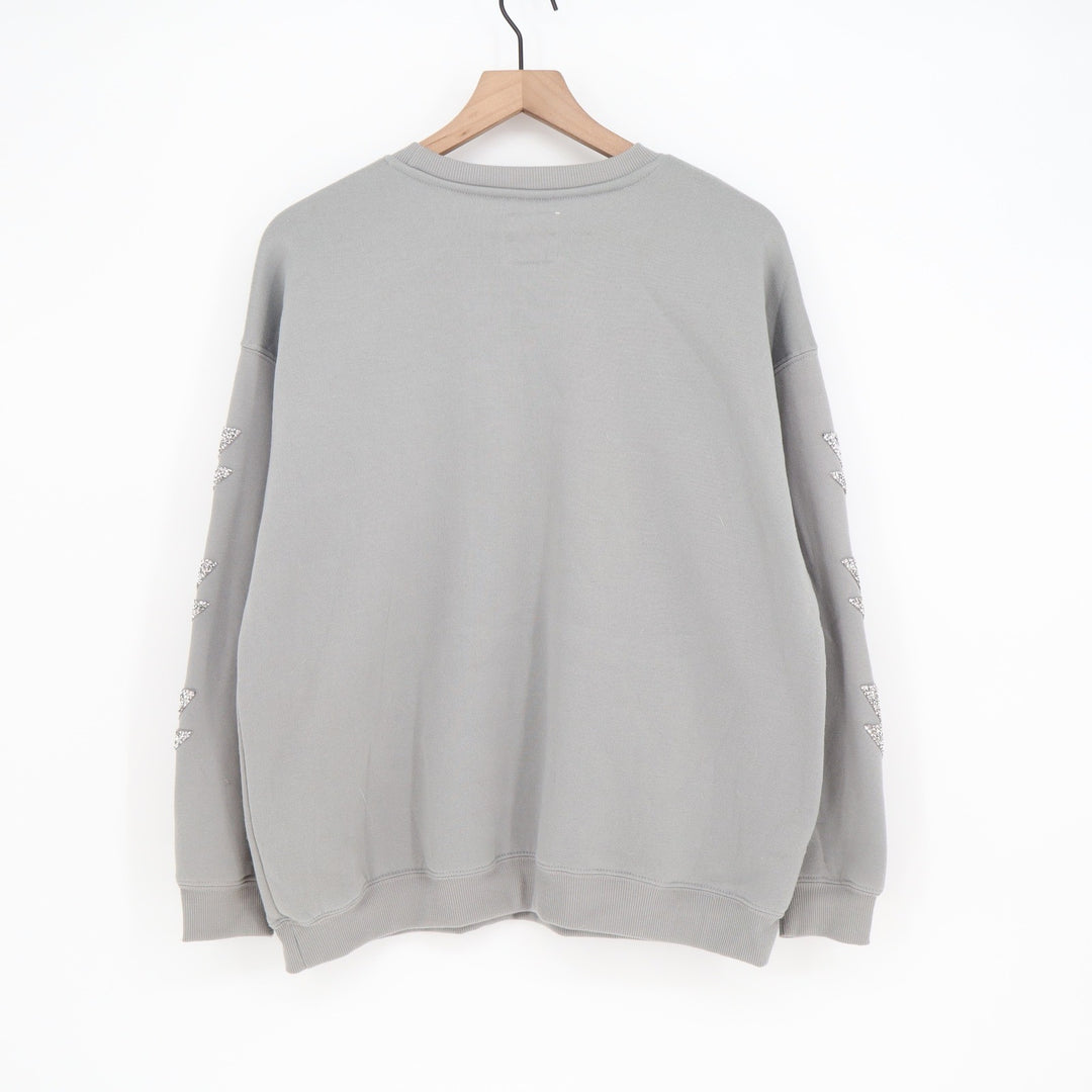 No Comment Sweatshirt Womens M Gray Glitter Lightning Bolt Excellent