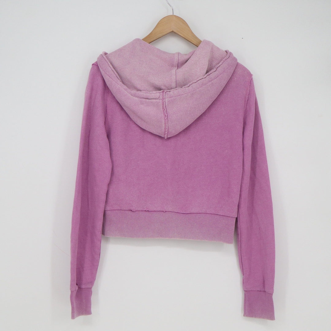 American Eagle Seriously Lived-In Purple Cropped Zip Up Hoodie Womens Medium