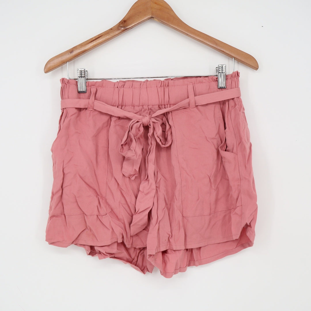 Shinestar Shorts Womens Medium Pink Paperbag Tie Waist Excellent