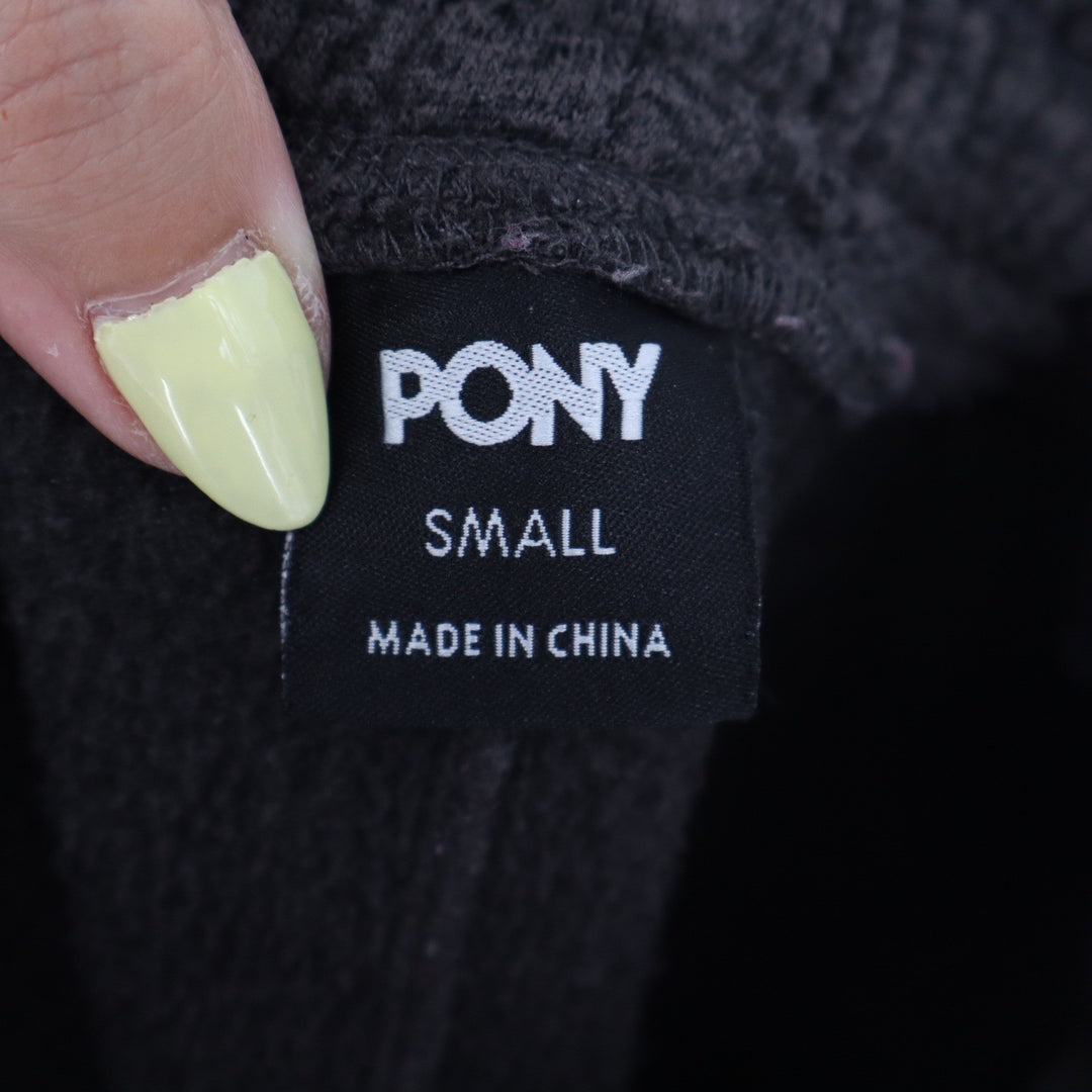 Pony Mens Small Charcoal Heather Fleece Joggers Moto Knee Zipper Pockets Gray