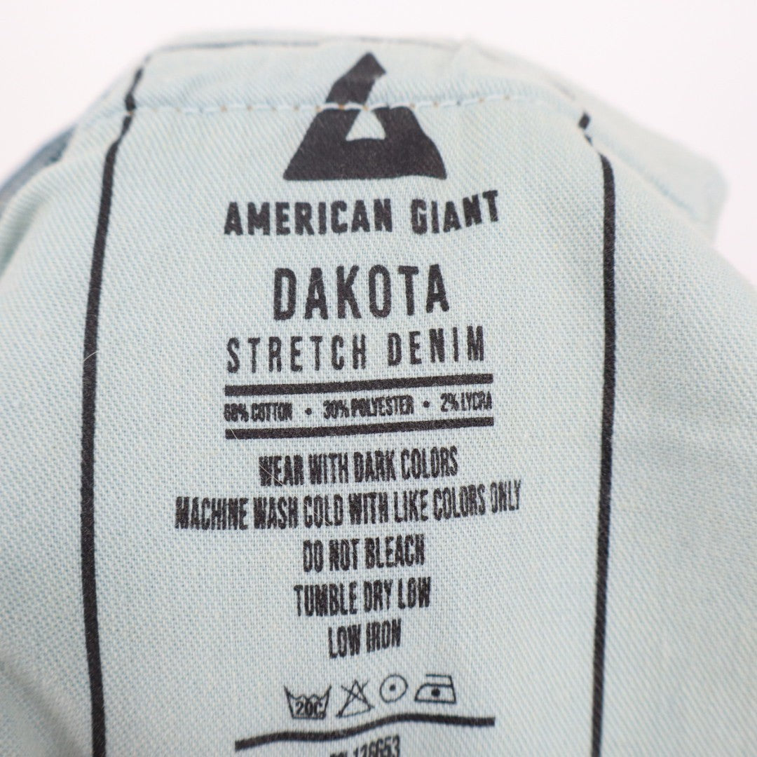 American Giant Dakota Jeans Mens 36x34 Blue Denim Preppy Cotton Stretch Straight