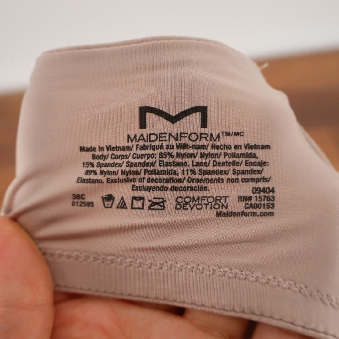 Maidenform Comfort Devotion T-Shirt Bra Womens 38C Blush Lace Trim Underwire