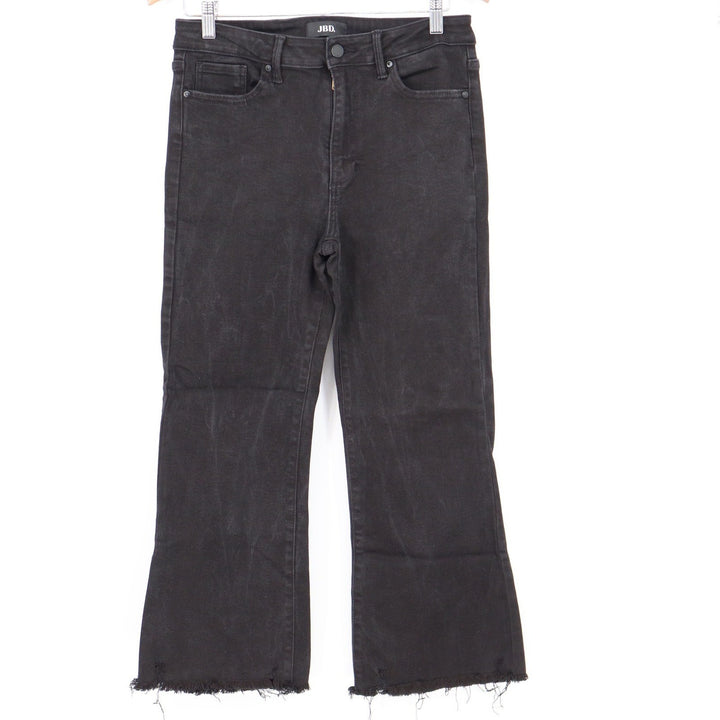 JBD Just Black Denim Cropped Flare Raw Hem Jeans Black DP674-BLK Size 30