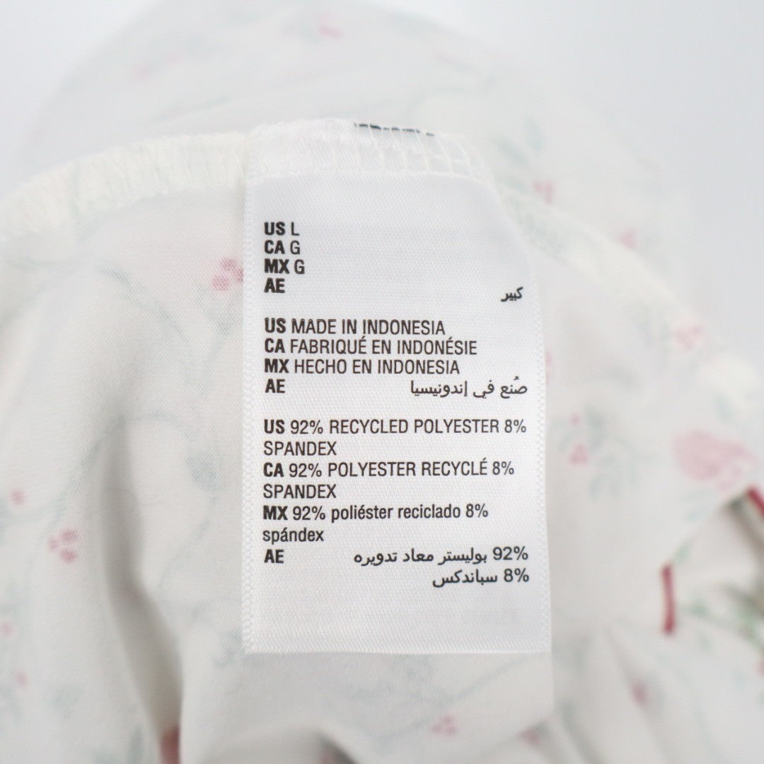 Charter Club Intimates Sleepshirt Womens Large White Floral Stretch Notch Collar