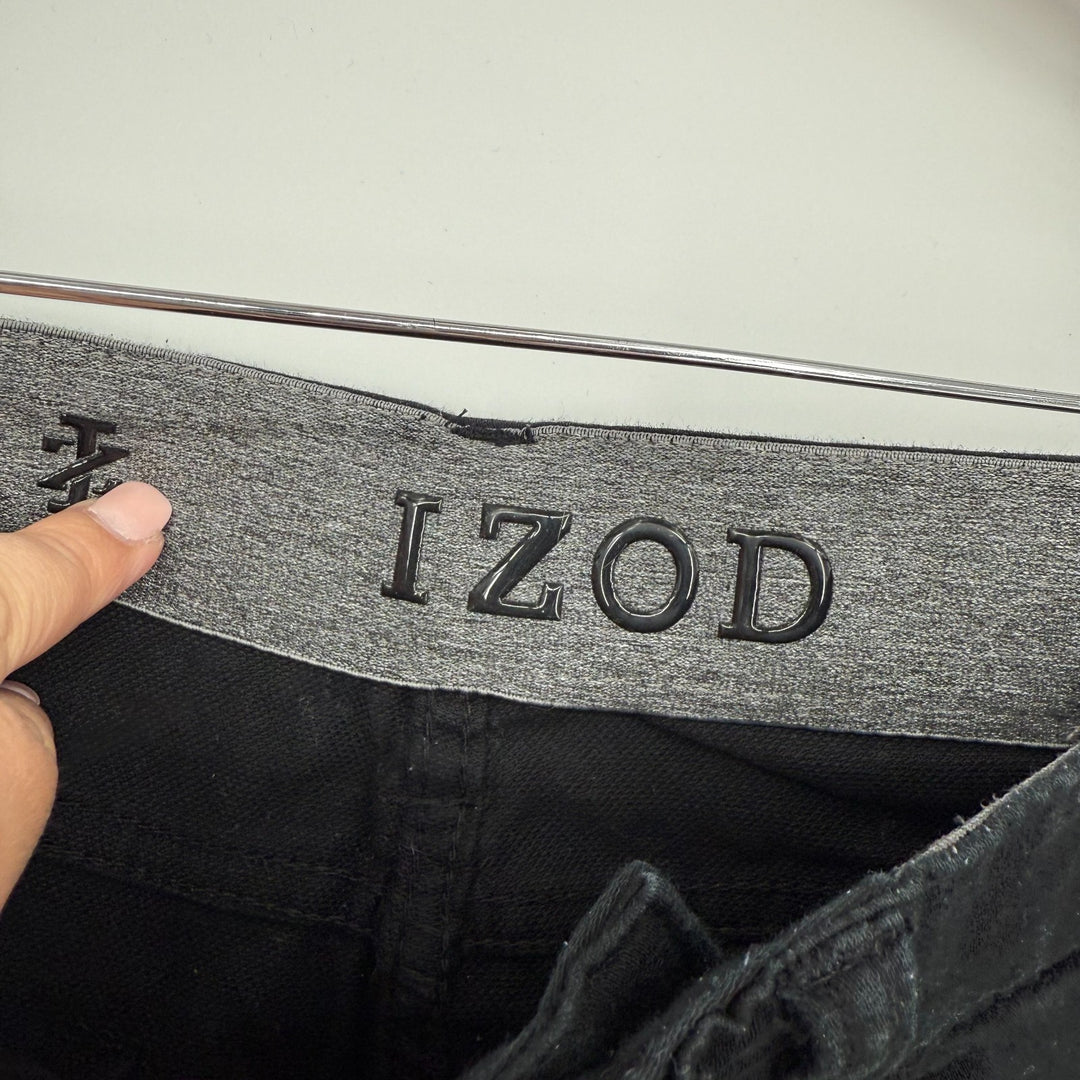 Izod Straight Jeans Mens 32x32 Black Denim Cotton Regular Fit Ultraflex Logo