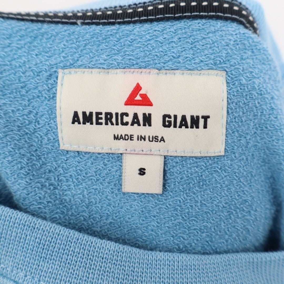 American Giant Vintage Washed Relaxed French Terry Crew Sweatshirt Mens S Blue