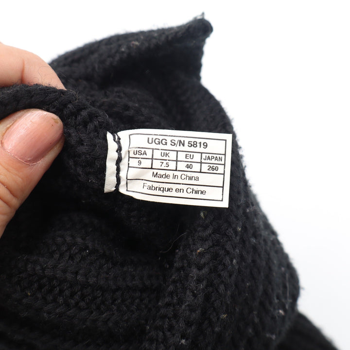 UGG Cardy Black Knit Button Slouch Sweater Boots Womens Size 9