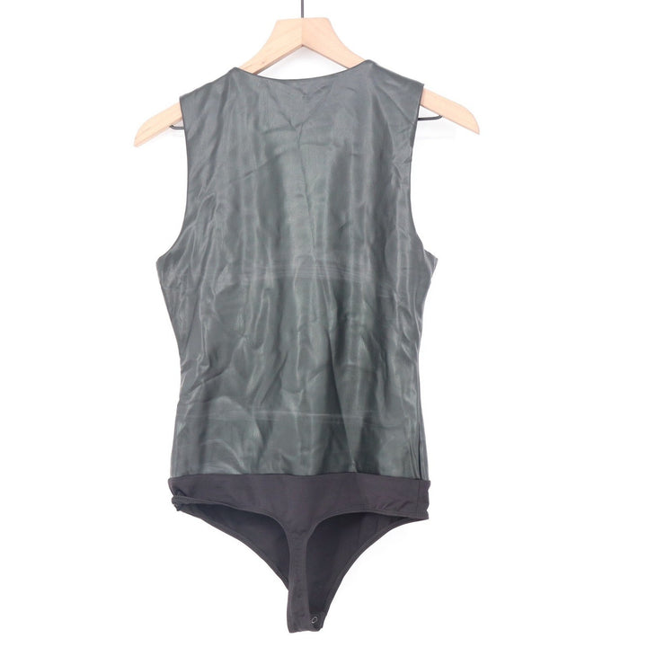 Express Body Contour Faux Leather Sleeveless Bodysuit Dark Green M
