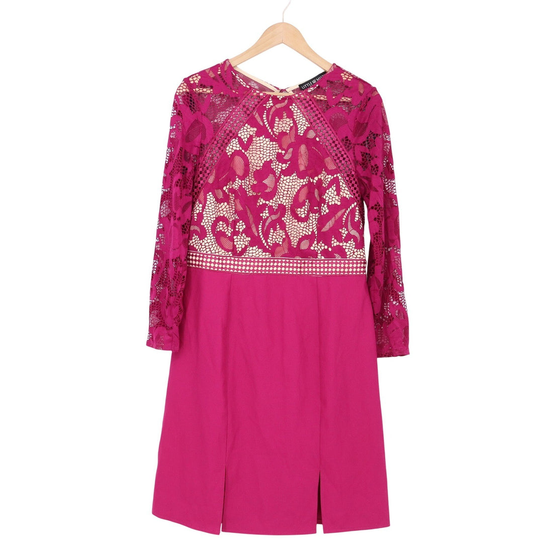 Little Mistress Dress Women's 10 Tall Magenta Lace Open Back Excellent