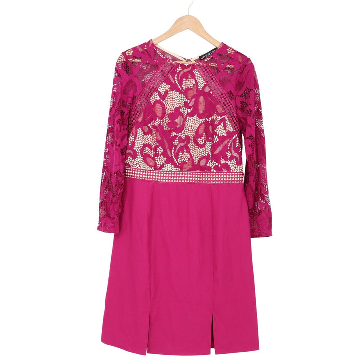 Little Mistress Dress Women's 10 Tall Magenta Lace Open Back Excellent