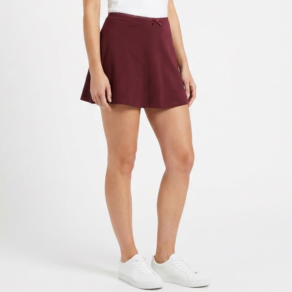Wild Fable Seamless Mini Skort Womens Small Burgundy Stretch Nylon Lace Trim