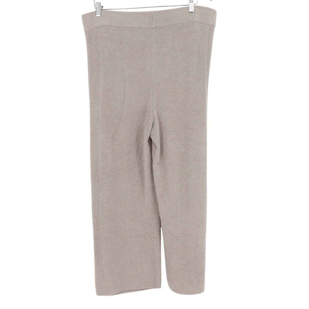 Barefoot Dreams Cozychic Lite Pants Womens XL Beige Knit Elastic Waist Wide Leg