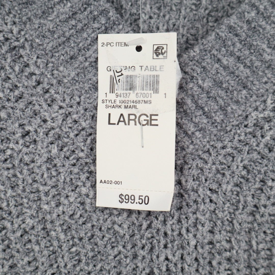 State Of Day Intimates Crop Sweater Womens Large Gray Knit V-Neck Long Sleeve