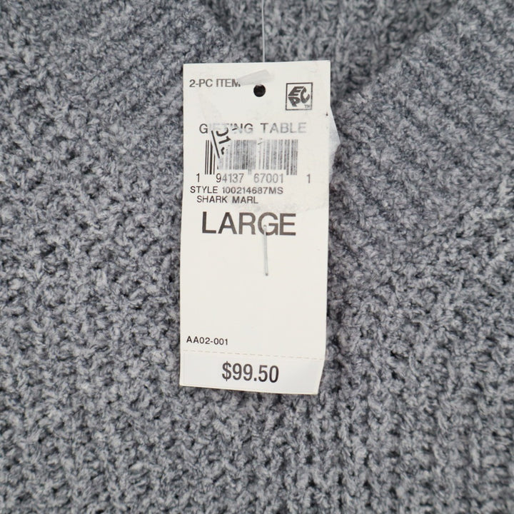 State Of Day Intimates Crop Sweater Womens Large Gray Knit V-Neck Long Sleeve