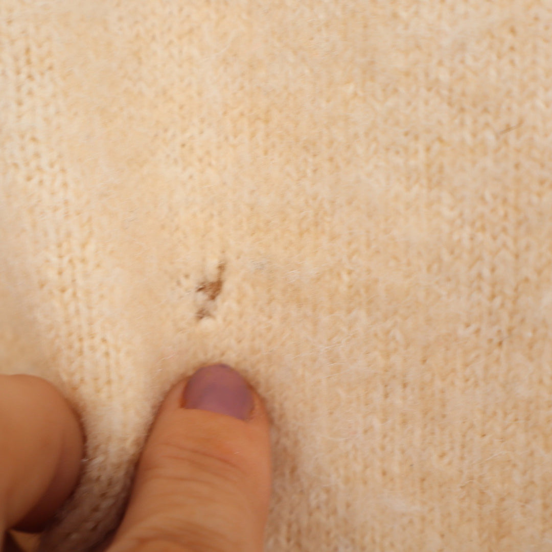 Topshop Womens V-Neck Pullover Sweater Cream Yellow Size 8-10 M Relaxed Knit