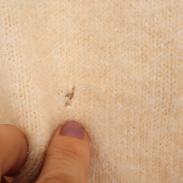 Topshop Womens V-Neck Pullover Sweater Cream Yellow Size 8-10 M Relaxed Knit