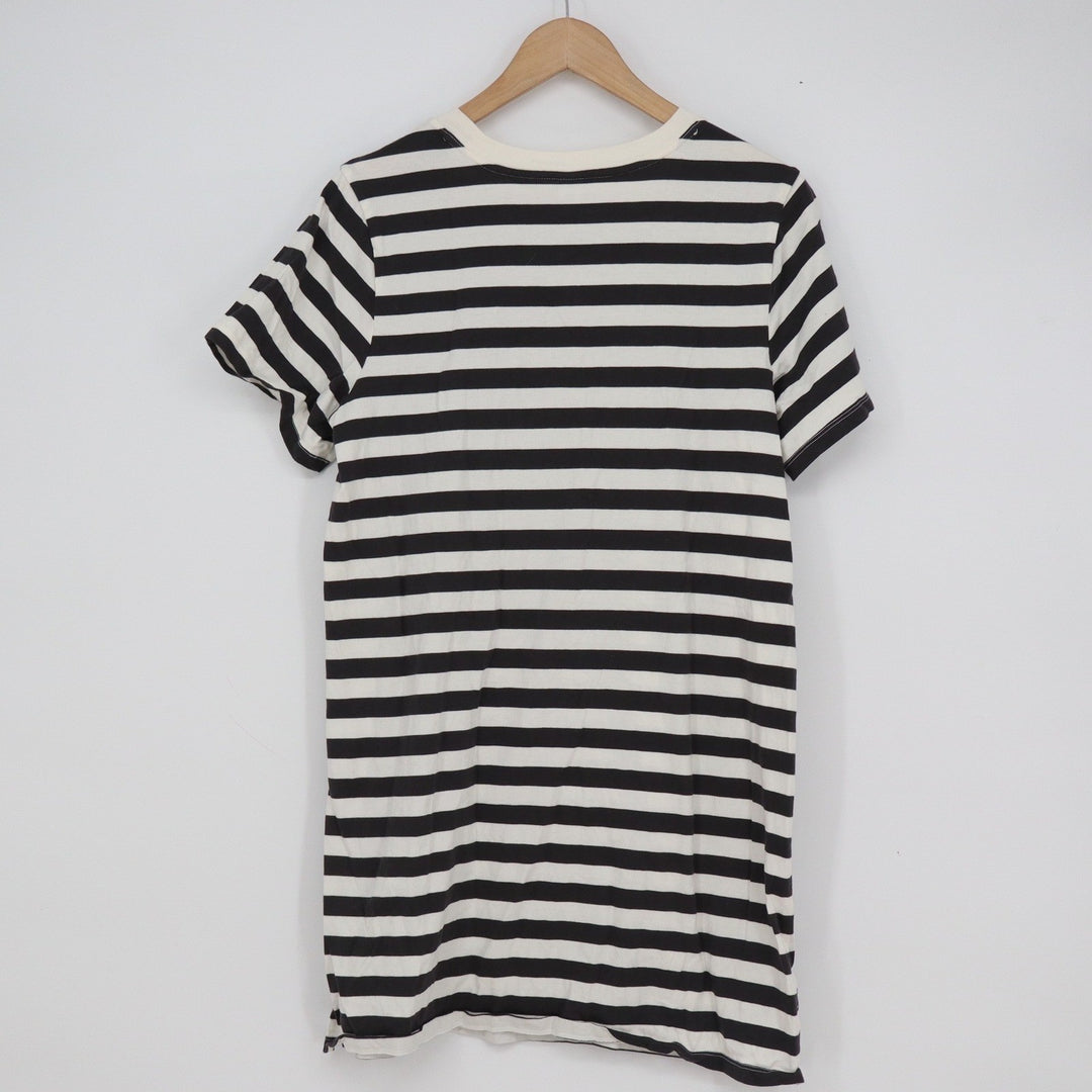 Old Navy Womens Black White Striped Cotton Crew Neck T-Shirt Mini Dress Size M