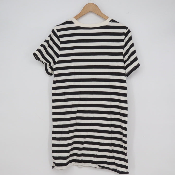 Old Navy Womens Black White Striped Cotton Crew Neck T-Shirt Mini Dress Size M