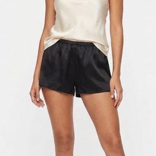 Linea Donatella Bride Satin Intimates Sleep Shorts Womens L Black Elastic Waist