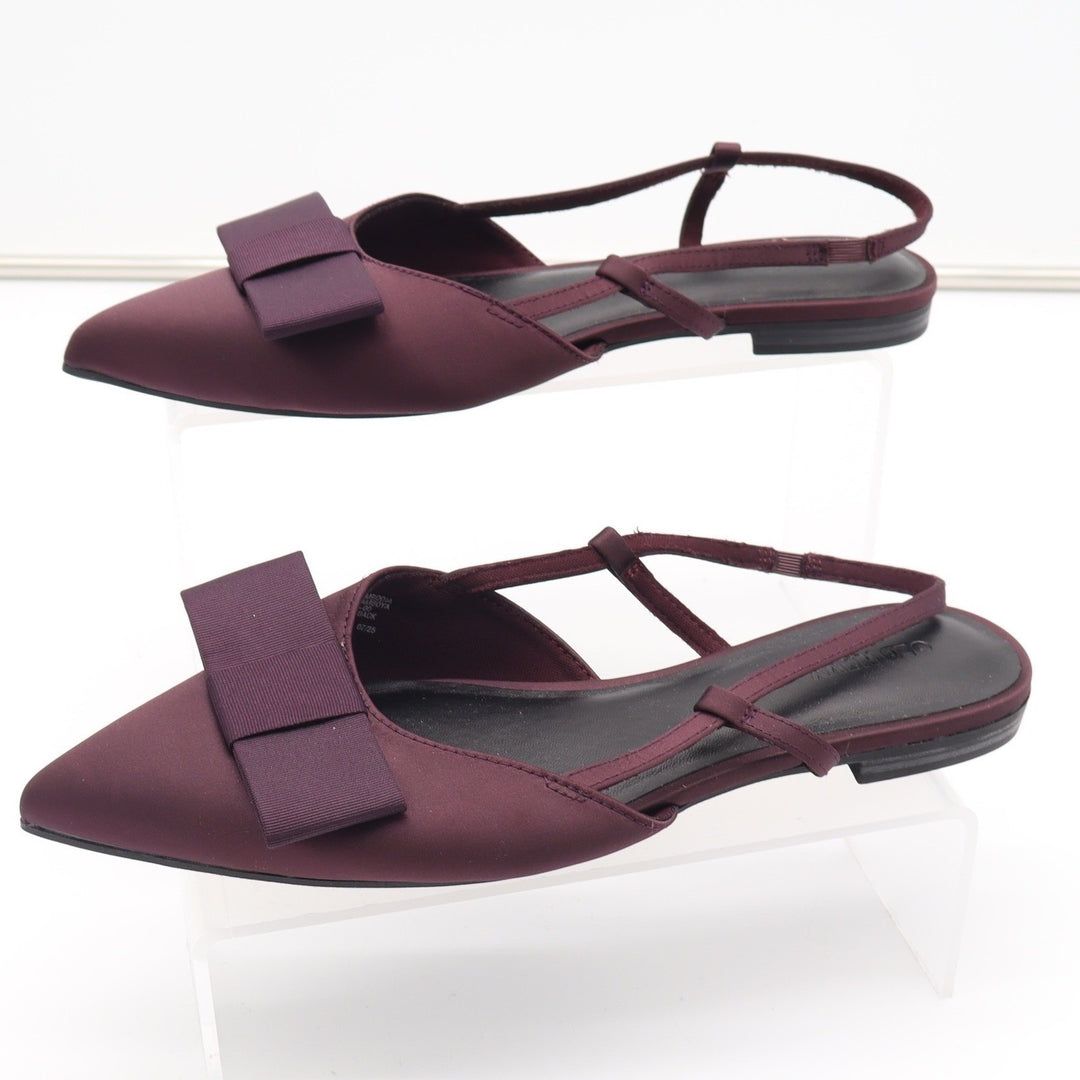 Old Navy Womens Burgundy Satin Pointed Toe Bow Slingback Flats Size 8.5