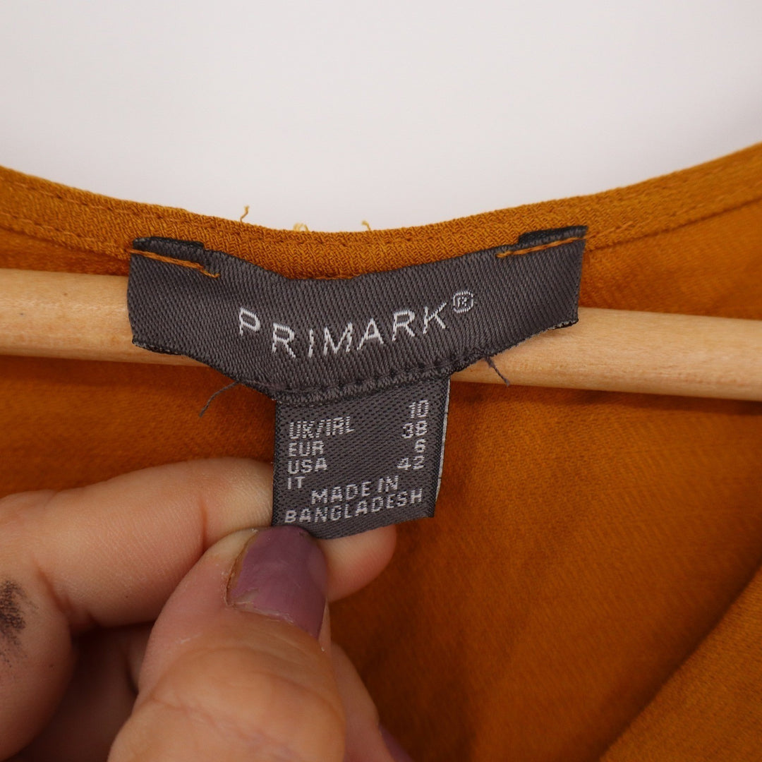 Primark Mustard Yellow V-Neck High-Low Blouse Long Sleeve Size 6
