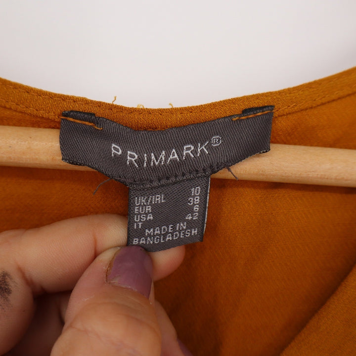 Primark Mustard Yellow V-Neck High-Low Blouse Long Sleeve Size 6