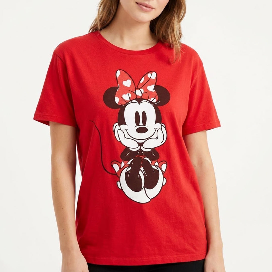Disney Minnie Mouse Red Graphic Tee Shirt XL Short Sleeve Cotton