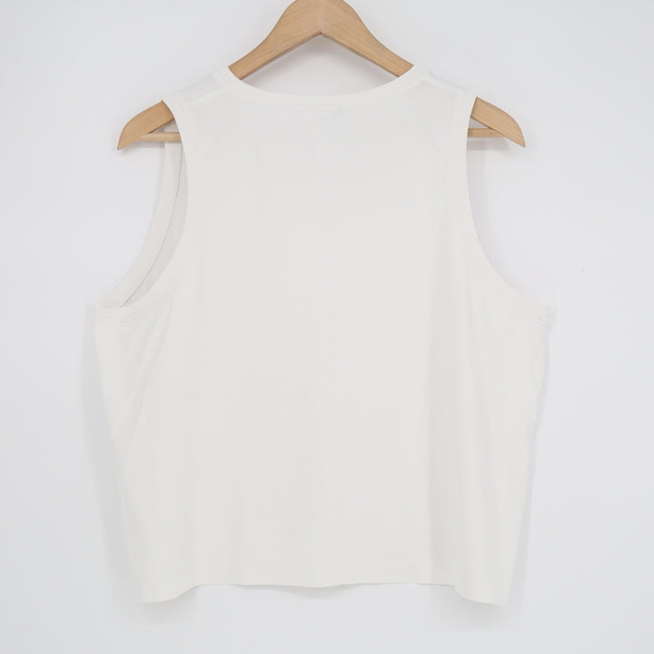 Athleta White Nylon Muscle Tank Top Womens XL Relaxed Fit Crew Neck