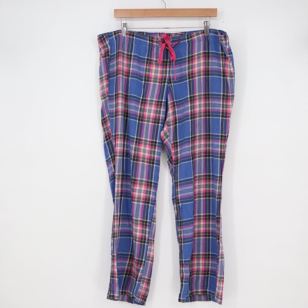 Old Navy Mens Blue Pink Plaid Cotton Pajama Pants Relaxed Fit Size L