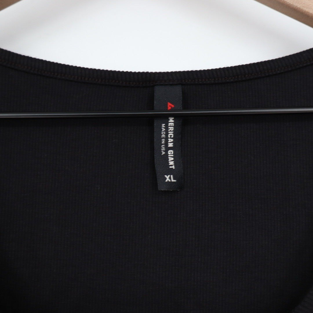 American Giant Black Square Neck Ribbed Knit T Shirt Top XL Made in USA