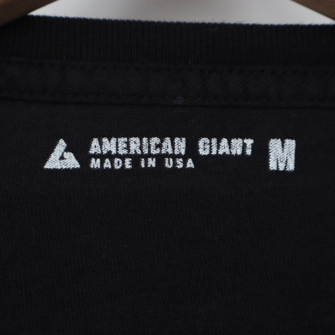 American Giant Crew Tee Shirt Mens Medium Black Logo Cotton Casual Streetwear